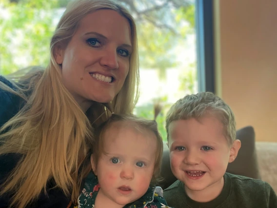 Jennifer Plitt, MD, and her two children.