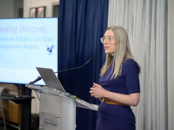 [The GGP division’s Amy Klein, MD, speaks on her LAMS Leadership Experience Project, “Expanding Horizons: Enhancing the Palliative Care Team for Comprehensive Support.”]