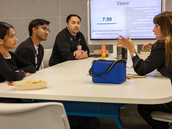 [The Division of Nephrology’s Ryan Wong, MD (center), and Amy Sussman, MD (right), talk about how they got interested in kidney care and the various ways chronic kidney diseases can be treated from diet to dialysis to transplants.]