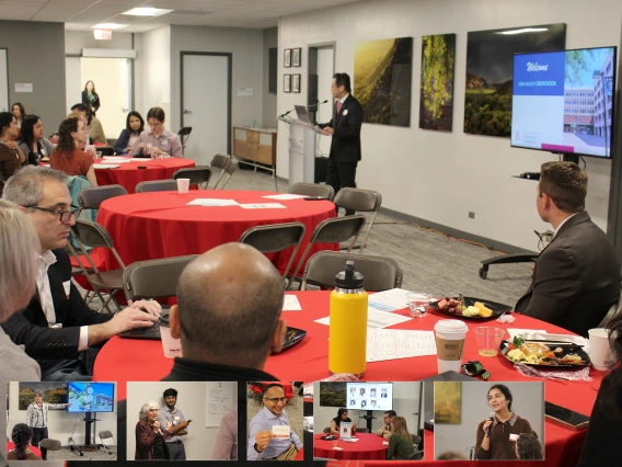 [A collage of images from the 2025 New Faculty Retreat for the Department of Medicine at the University of Arizona College of Medicine – Tucson, hosted April 4 in the COM-T Social Hall.]