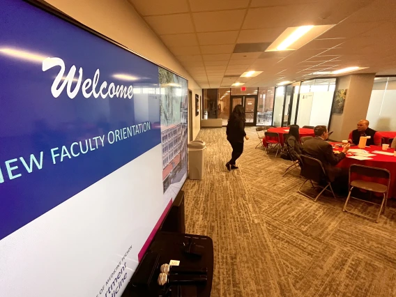 [Attendees – including new faculty, division chiefs and vice chairs – gather for the second annual New Faculty Retreat hosted April 4 by the Department of Medicine at the University of Arizona College of Medicine – Tucson in the COM-T Social Hall.]