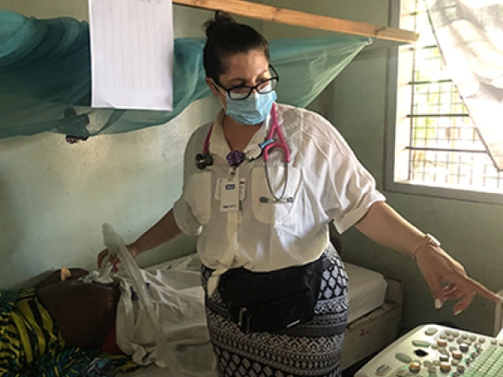 doctor doing an ultrasound exam