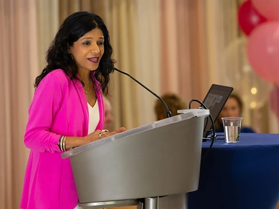 [Dr. Rachna Shroff, MD, MS, Speaking at the University of Arizona Cancer Center Ginny L. Clements Breast Cancer Research Symposium, 2024]