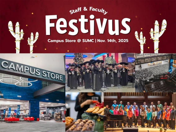 [Illustrative image collage about U of A Campus Stores popular employee appreciation sales event for Festivus, 11.14.25]