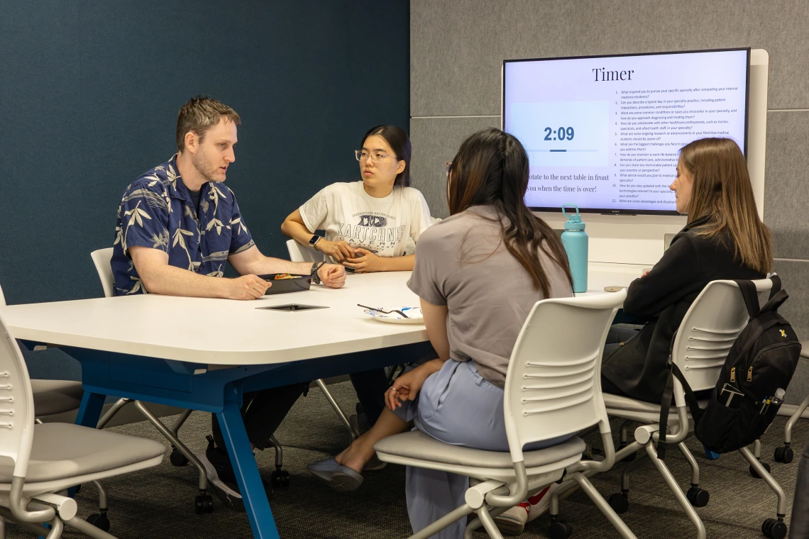 [Erick Brucks, MD, MSc, talks to students about his indirect path to medicine, starting work as a marine biologist and botanist in Hawai'I, before going to medical school, and choosing to work at the Tucson VA Medical Center, where he’s associate program director for the DOM’s Internal Medicine Residency Program in Tucson.]