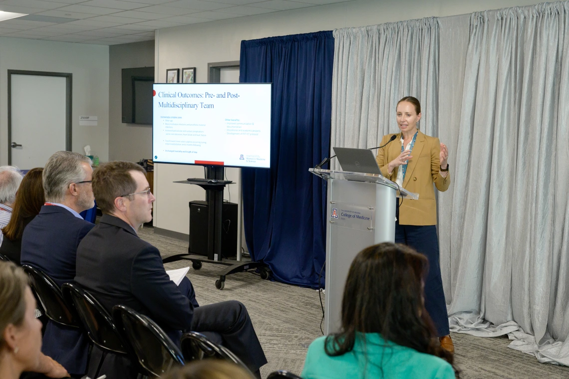 [The Infectious Diseases division’s Danielle Avila, MD, presents on her LAMS Leadership Experience Project, “Infective Endocarditis at BUMCT: Impact of a Multidisciplinary Team.”]