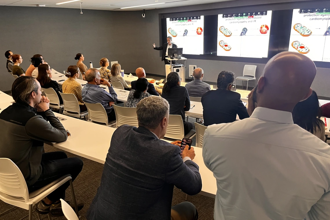 [Hossein Ardehali, MD, PhD, from the Sarver Heart Center, talks about how DOX-induced cardiomyopathy is protected against by mechanisms reported on in his research.]