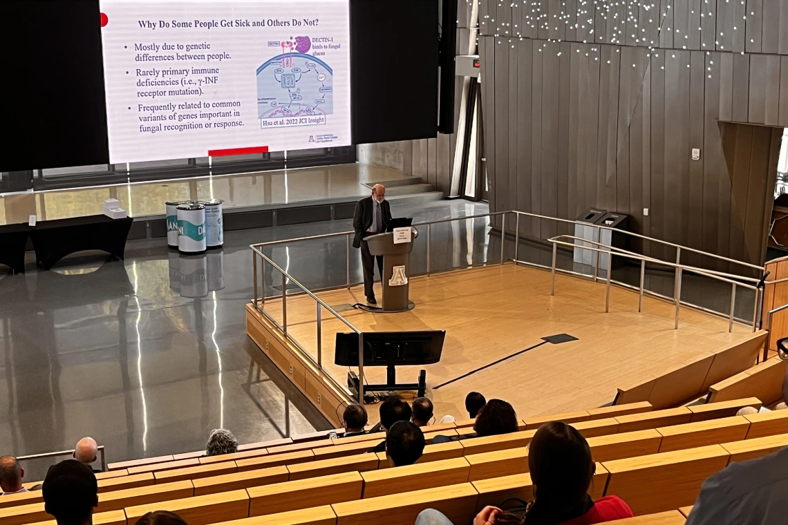 [Infectious Diseases’ John Galgiani, MD, from the Valley Fever Center for Excellence, in the Arizona For Arizona Breakout Session, talks about how the fungal respiratory disease caused by inhaling spores endemic to soils of the U.S. Southwest seems to affect some people very harshly while leaving others with mild to no symptoms.]