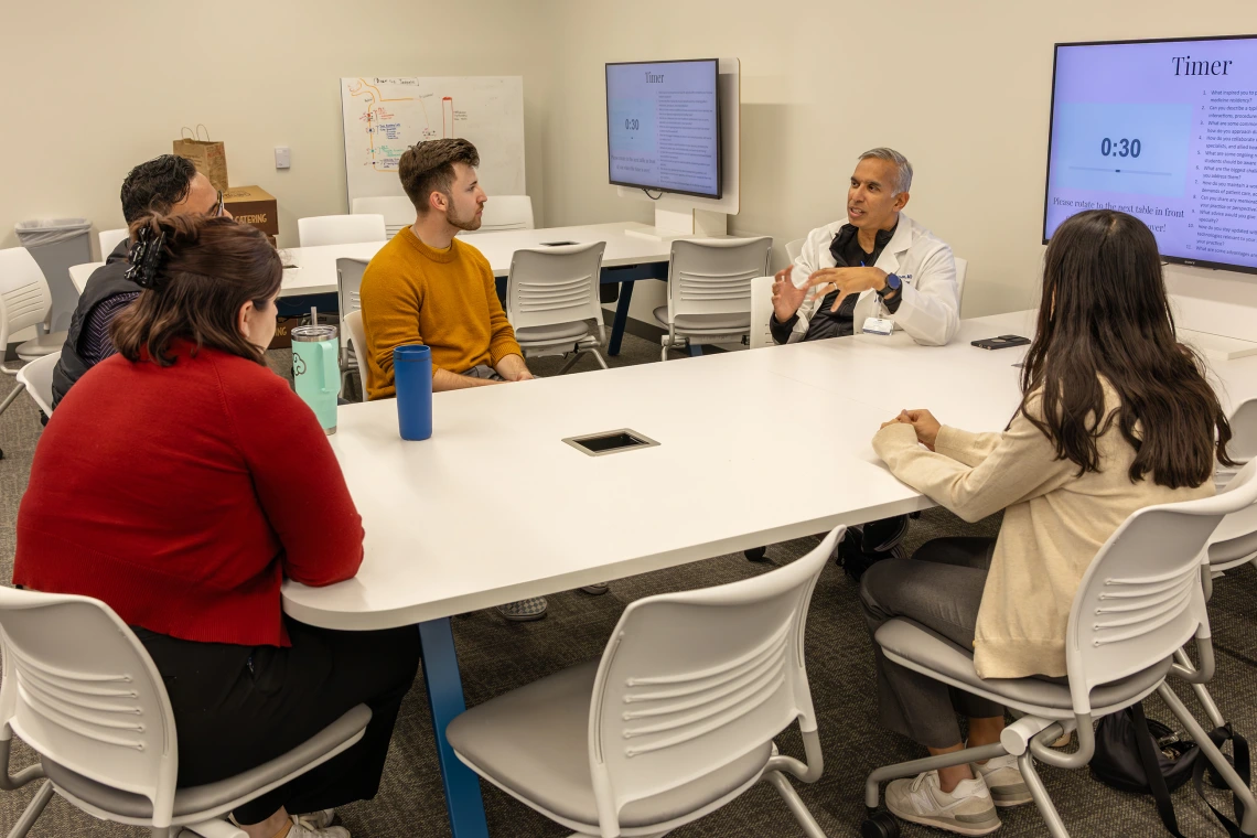 [Gesturing as he talks, Ravi Krishnadasan, MD, talks about differences in hematology and oncology and the various blood disorders he works to help patients manage. These include clotting and excessive bleeding (hemophilia and Willebrand disease), as well as blood malignancies such as leukemia, lymphoma and myeloma.]