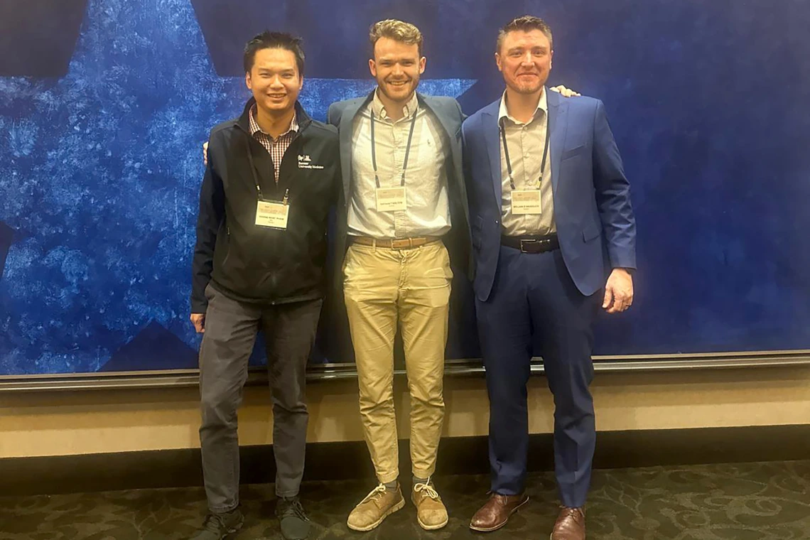 [Internal Medicine Resident Doctor’s Dilemma Team (3rd place): Hoang Nhat “Nelson” Pham, MD, Nathan “Nate” Walton, MD, and William “Will” Waidelich, MD, which came in third in the competition.]