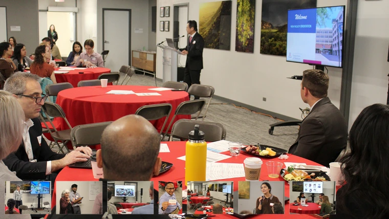 [A collage of images from the 2025 New Faculty Retreat for the Department of Medicine at the University of Arizona College of Medicine – Tucson, hosted April 4 in the COM-T Social Hall.]