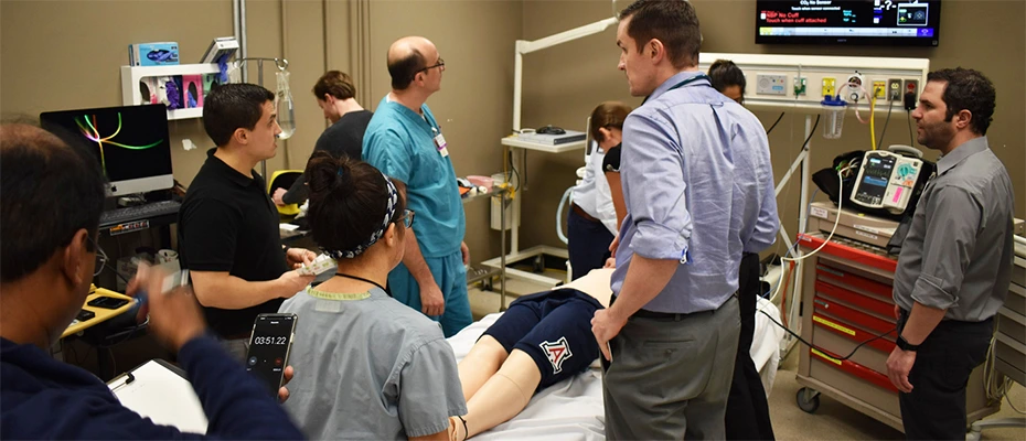 medical students in a clinical study